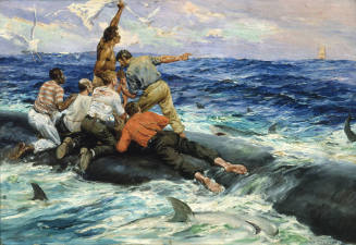 Anton Otto Fischer stranded on a whale carcass
